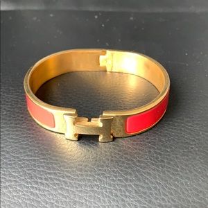 Hermès Clic H Bracelet Red and Gold